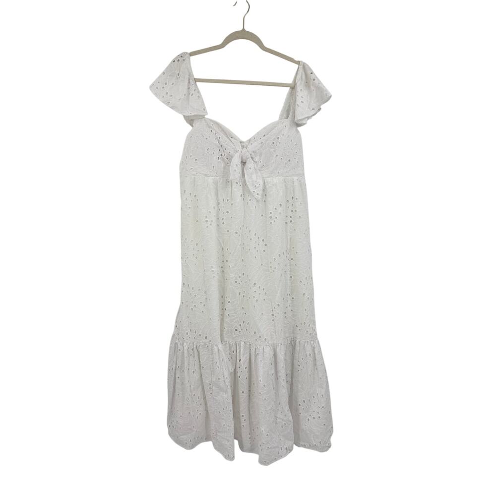 Lilly Pulitzer Womens Lantana Midi Dress Size 14 White Eyelet Flutter Sleeve NWT